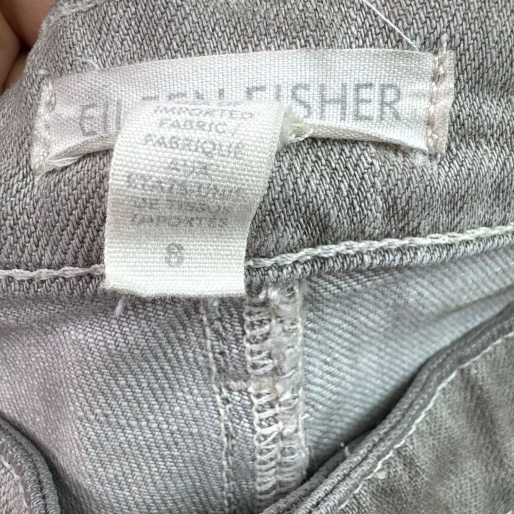 Eileen Fisher Organic Cotton Jeans Size 8 Stretch Straight Leg Washed Light Gray - Picture 6 of 11